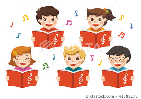 Choir girls and boys singing a song. Choir girls and boys singing a song. 41585175