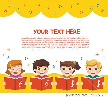 Music Scene. Choir girls and boys singing a song. Music Scene. Choir girls and boys singing a song. 41585176