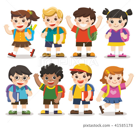 Back to school. Cute kids go to school. 41585178
