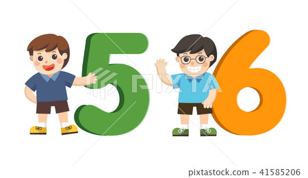 School kids and colorful number shaped. 41585206