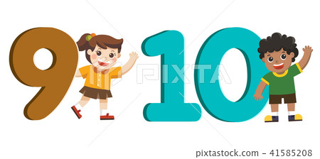 School kids and colorful number shaped. 41585208