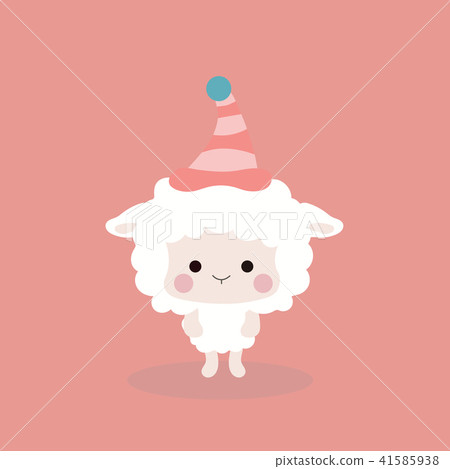 Cute sheep in flat style on pastel background. - Stock Illustration ...