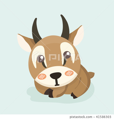 Cute Cartoon Antelope On Pastel Background Stock Illustration 41586303 Pixta