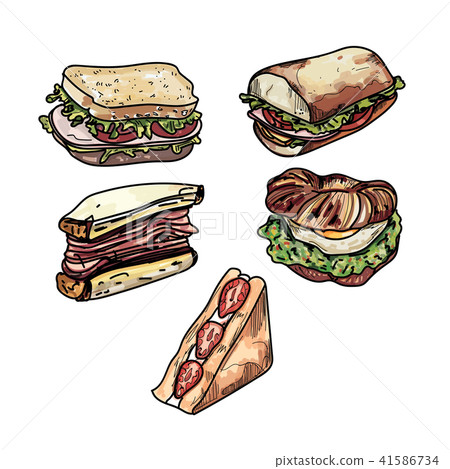 Set of delicious sandwich illustrations. Set of delicious sandwich illustrations. 41586734
