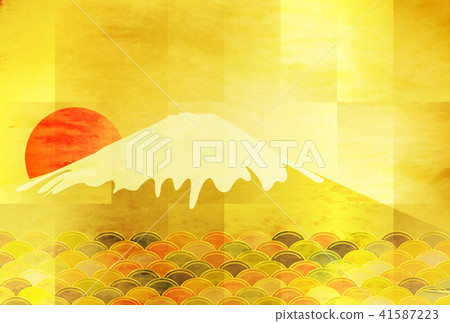 Fuji New Year's cards Japanese paper background Fuji New Year's cards Japanese paper background 41587223