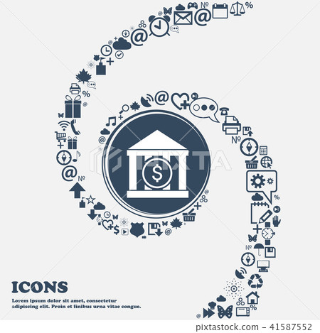 bank vector icon in the center. Around the many be 41587552