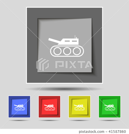Tank, war, army icon sign on original five colored 41587860