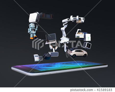 5 G letters expressed in smartphone, smart home appliances and electric cars etc in black back. "5 G" concept 5 G letters expressed in smartphone, smart home appliances and electric cars etc in black back. "5 G" concept 41589183