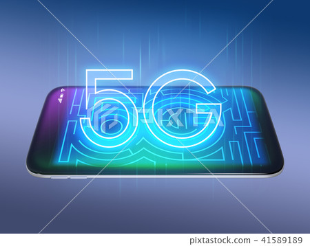 "5 G" letters are shining on the smartphone. "5 G" concept "5 G" letters are shining on the smartphone. "5 G" concept 41589189
