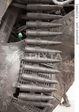 Bullets in ammunition belts for machine gun 41589861