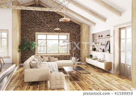 Interior of modern living room 3d rendering 41589959