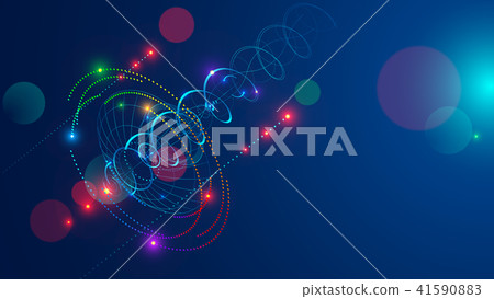 Abstract radio signal transmitted satellite dish . Directional signal radiates in sky shape a spiral Abstract radio signal transmitted satellite dish . Directional signal radiates in sky shape a spiral 41590883