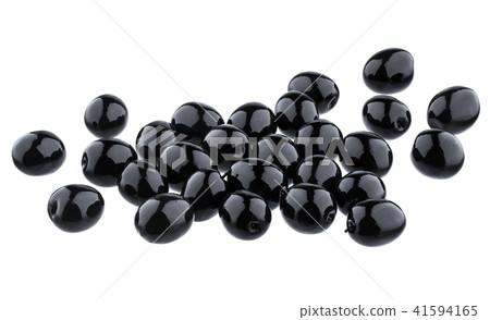 Heap of black olives isolated on white background with clipping path. Top view 41594165