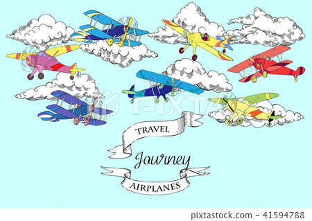Background with Colored Airplanes 41594788