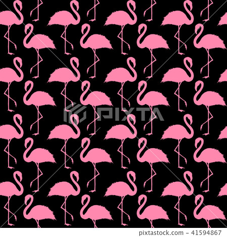 Trendy pink and black flamingo seamless pattern 41594867
