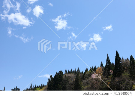 Spring sky, spring in Satoyama Spring sky, spring in Satoyama 41598064