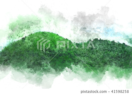 Mountain hill on watercolor painting background. 41598258