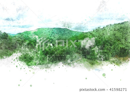 Mountain hill on watercolor painting background. Mountain hill on watercolor painting background. 41598271
