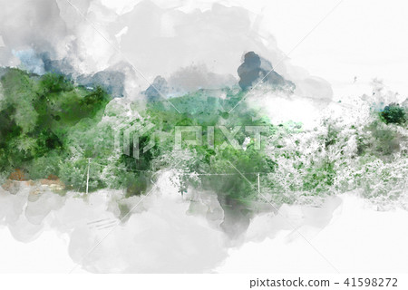 Mountain hill on watercolor painting background. Mountain hill on watercolor painting background. 41598272