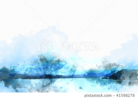 Mountain hill on watercolor painting background. 41598278