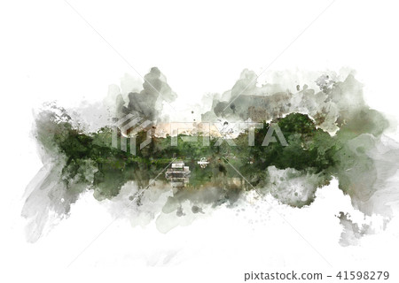 Mountain hill on watercolor painting background. 41598279