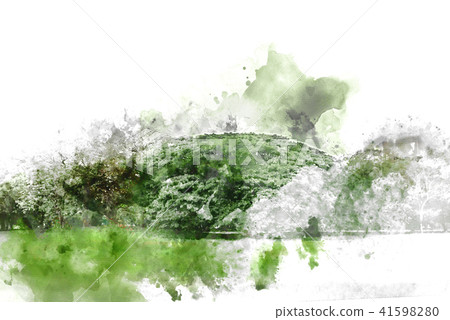 Mountain hill on watercolor painting background. Mountain hill on watercolor painting background. 41598280