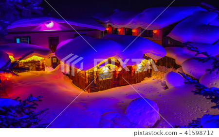 Snow village at night in Harbin, China 41598712