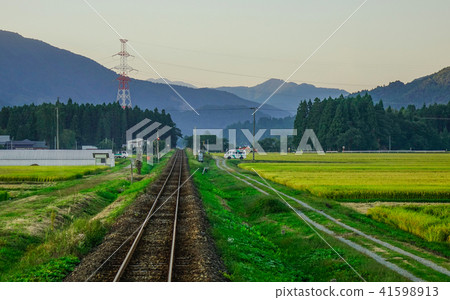Rail track at countryside in Hokkaido, Japan 41598913