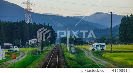 Rail track at countryside in Hokkaido, Japan Rail track at countryside in Hokkaido, Japan 41598914