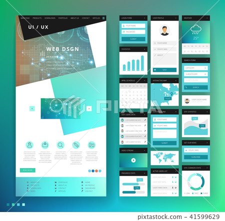 Website template design with interface elements 41599629