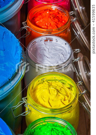 colorful of paint in tee shirt factory colorful of paint in tee shirt factory 41599635