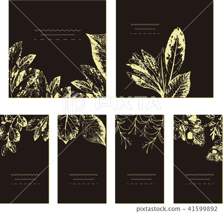 Set of card with leaves. Wedding ornament concept. Floral poster, invite. Vector decorative greeting Set of card with leaves. Wedding ornament concept. Floral poster, invite. Vector decorative greeting 41599892