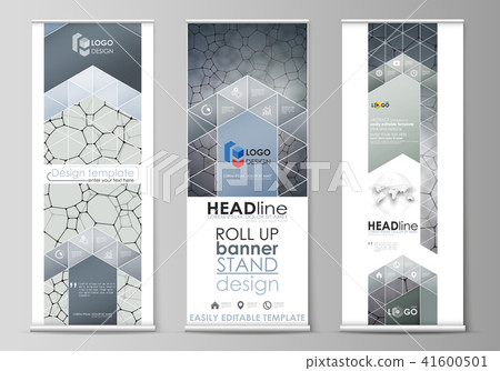 Roll up banner stands, flat design templates, corporate vertical vector flyers, flag layouts 41600501