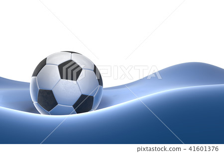Red Soccer-ball isolated on blue hill background 3d illustration 41601376