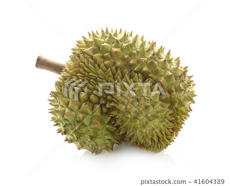 Fresh Cut Monthong Durian on white background, 41604389