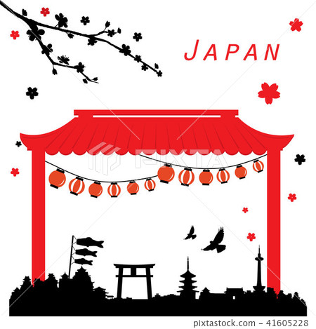 Japan View Travel Black and Red Vector Japan View Travel Black and Red Vector 41605228