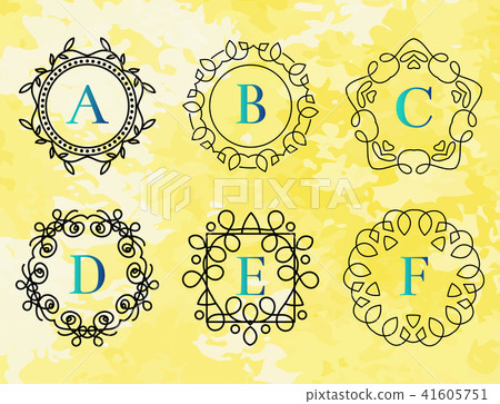 monogram template with flourishes calligraphic elegant ornament