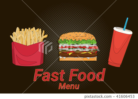 hamburger french fries cola street festival, fast food menu black background cooking collection hamburger french fries cola street festival, fast food menu black background cooking collection 41606453