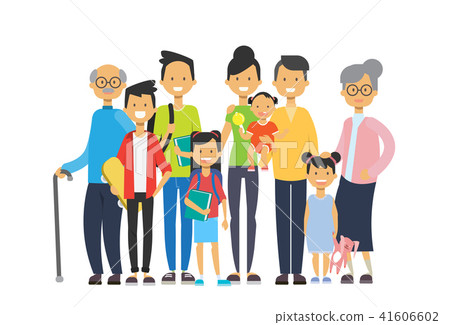 multi generation family together, grandfather grandmother and grandchildren on white background 41606602