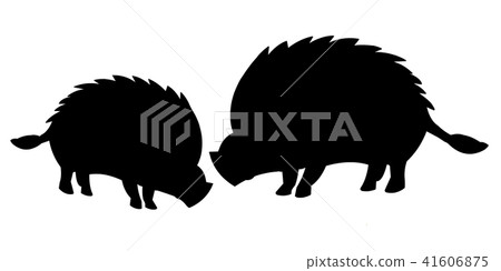 Year-end New Year's card material silhouette Friendly wild boar 41606875