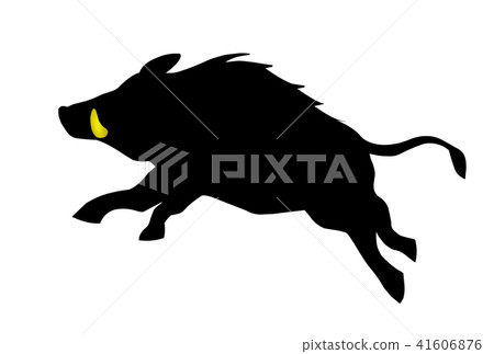 Year-end New Year's card material Silhouette Rushing wild boar 41606876