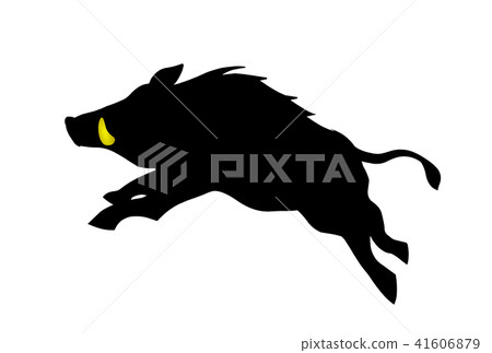 Year-end New Year's card material Silhouette Rushing wild boar Year-end New Year's card material Silhouette Rushing wild boar 41606879
