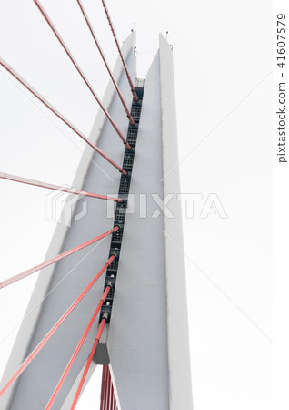 DongShuiMen cable bridge detail against sky DongShuiMen cable bridge detail against sky 41607579