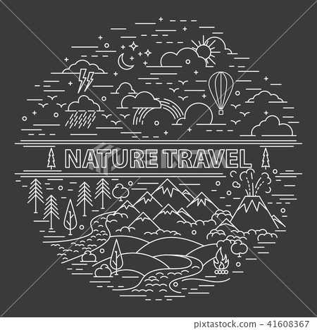 Flat line style travel banner 41608367