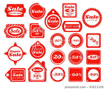Collection of red sale stickers 41611148