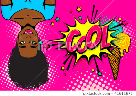 Black african-american young girl pop art Black african-american young girl pop art 41611675