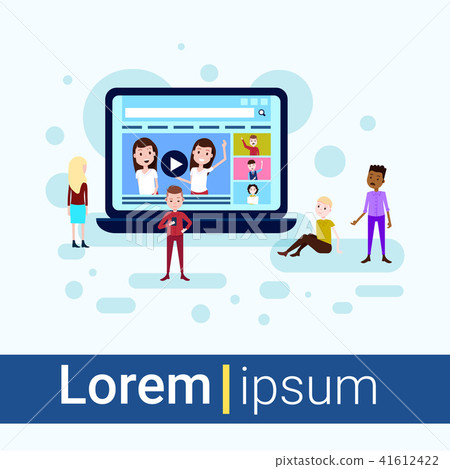 media load concept online video stream service player interface man woman watch mix race character media load concept online video stream service player interface man woman watch mix race character 41612422