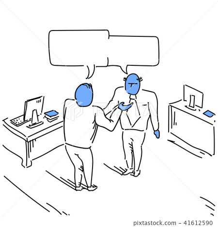 插图素材: two businessman talking combined chat box bubble
