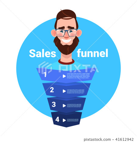 man beard portrait manager sales funnel with steps stages business infographic. purchase diagram 41612942