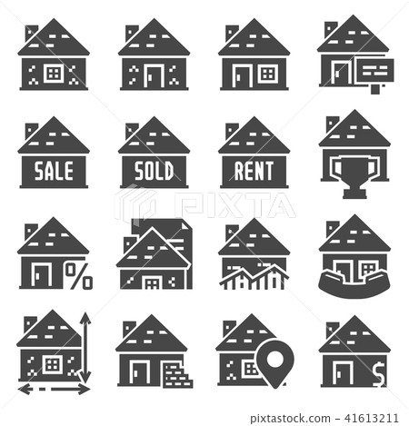 Vector black Real Estate icons set - Stock Illustration [41613211] - PIXTA